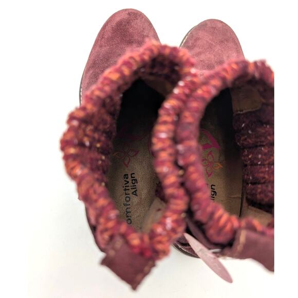 Comfortiva Rawnie Ankle Bootie Knit Collar Women's Red Suede Size US6.5M EU37 - Picture 11 of 12